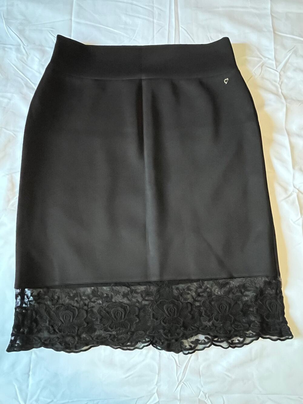 Thalia Sodi Women's Black Pull-On Pencil Skirt Lace Hem Size L Stretch